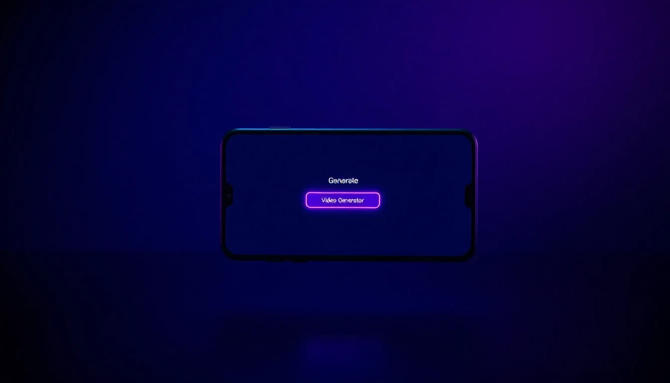 Beginner using an AI video maker app on a smartphone to generate a video from a text prompt